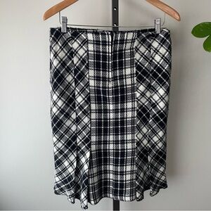 90s Vintage Simply French Collection Plaid Check Pleated Midi Skirt Size 12